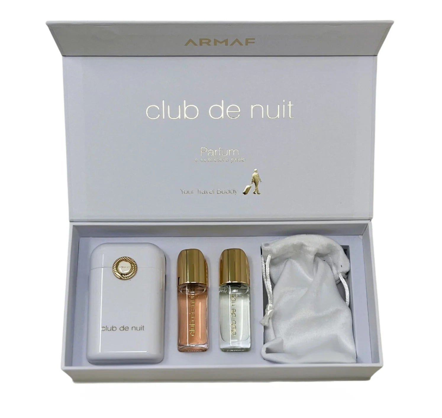 Armaf Club De Nuit Woman 4-Piece Travel Gift Set (3.5oz EDP + 1.69oz Body Spray + 3.0oz Shower Gel + 100ml Body Lotion)