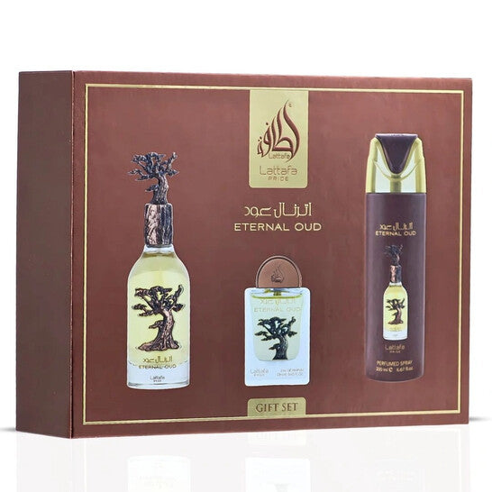 Lattafa Pride Eternal Oud 2-Piece Gift Set (3.0 ozEDP + 6.78oz Deodorant Spray)