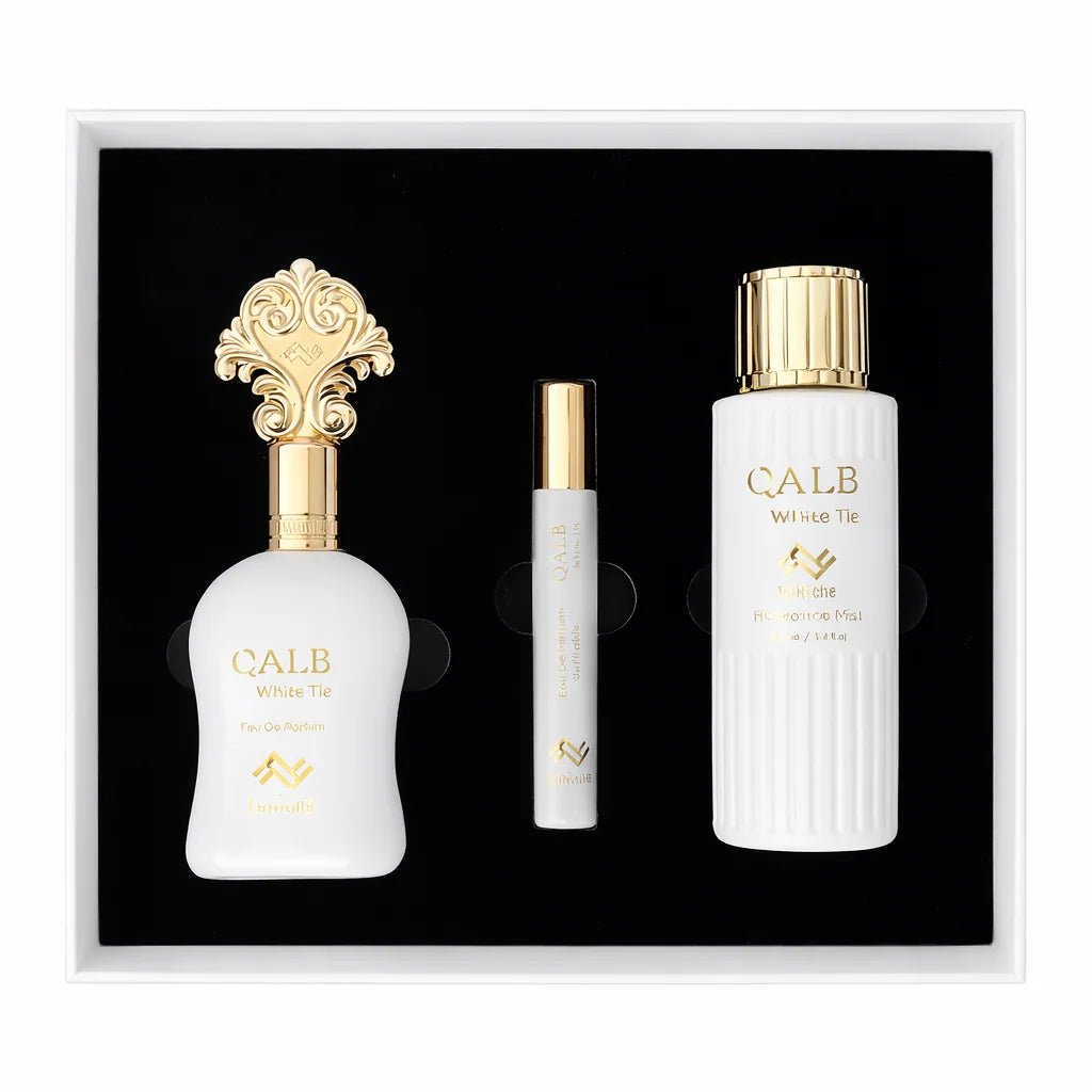 Luniche Qalb White Tie 3Pcs Set 3 Piece Gift Set