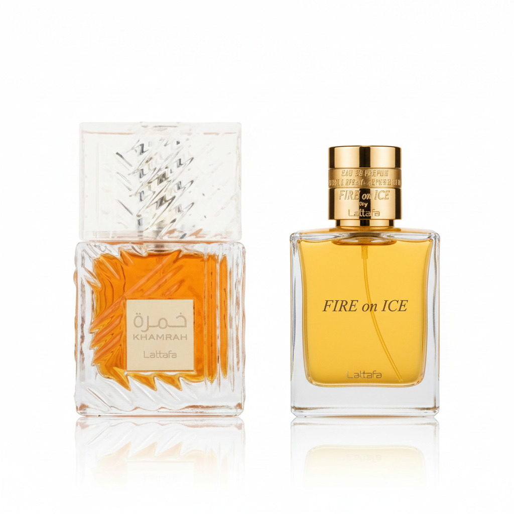 Lattafa  Fire On Ice  & Khamrah (Bundle) Unisex EDP Spray 3.0 oz